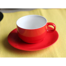 KC-00041 Haonai Set de café de cerámica esmaltada roja